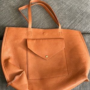 Womens Brown Pleather tote